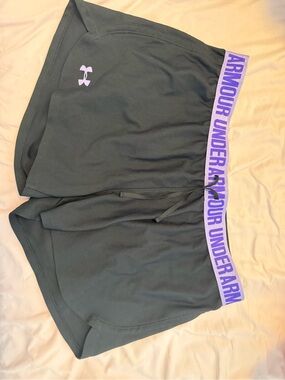 Under Armour Black Athletic Shorts with Purple Waistband